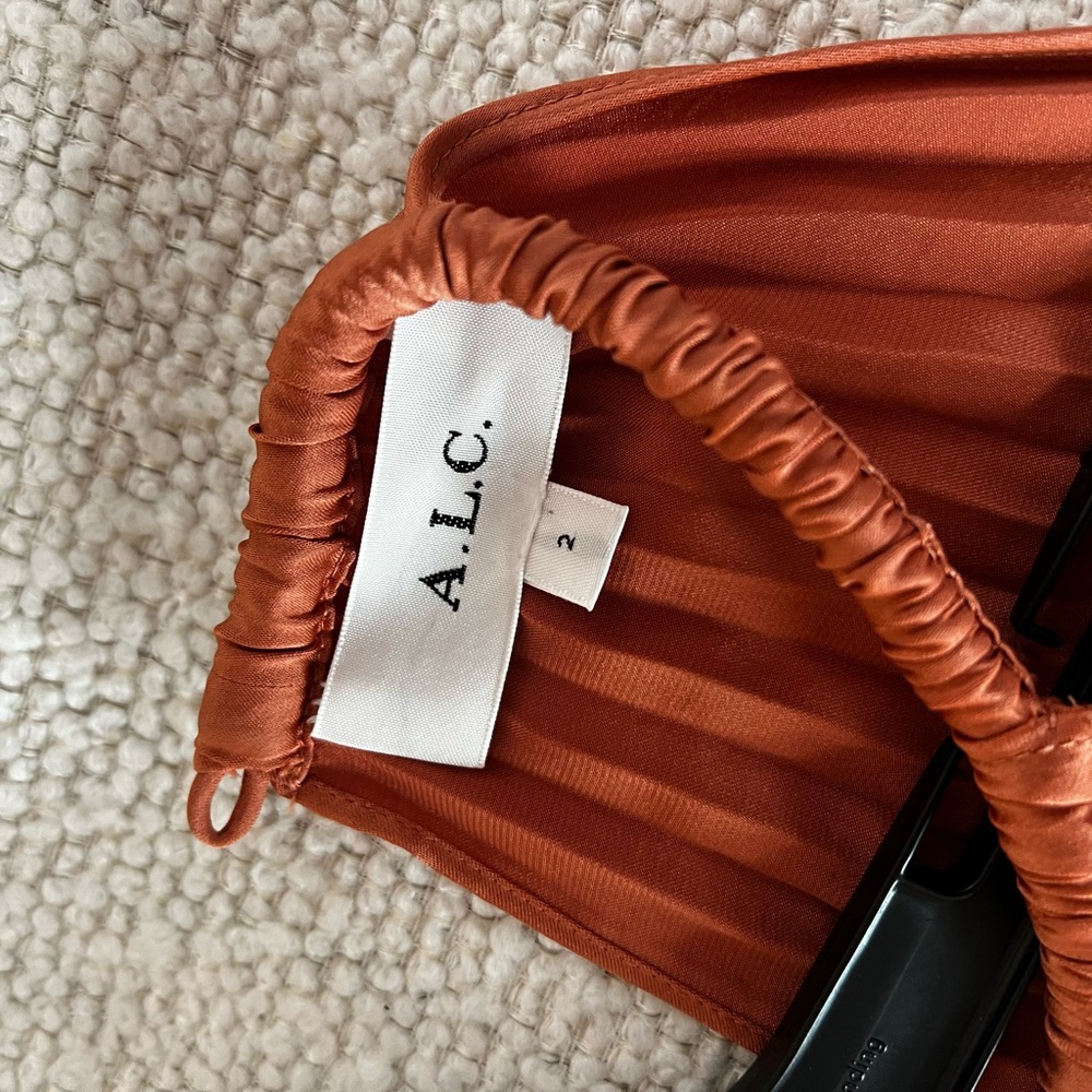 A.L.C. size 2 copper midi pleated Renzo dress